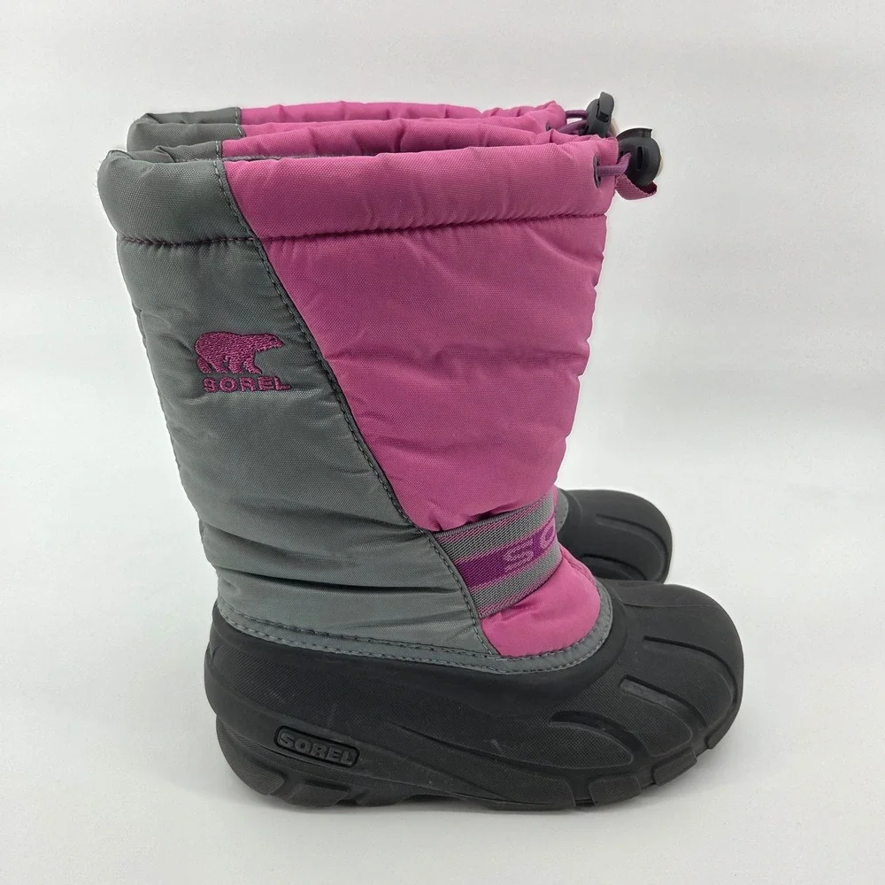 Sorel Snow Commander‎ Boots Size 3 Pink Grey Waterproof Winter Snow Ski